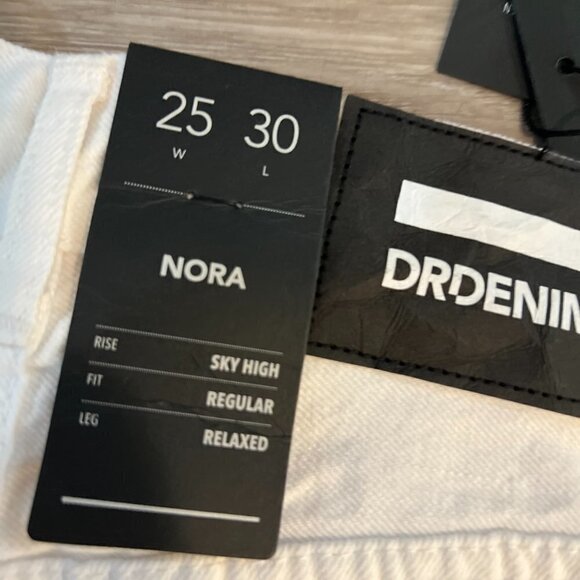 DrDenim Nora White Distressed Jeans Sky High Regular Fit Relaxed Leg - Picture 6 of 6